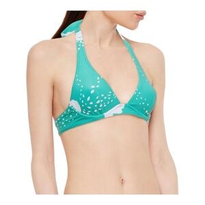 MAISON LEJABY Tropical stretch-piqué halter-neck bra sized bikini top NWT